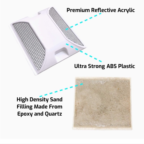 Road Reflectors Pack of 10 4 x 4 inch Street Pavement & Asphalt Stud Markers New - Picture 3 of 6